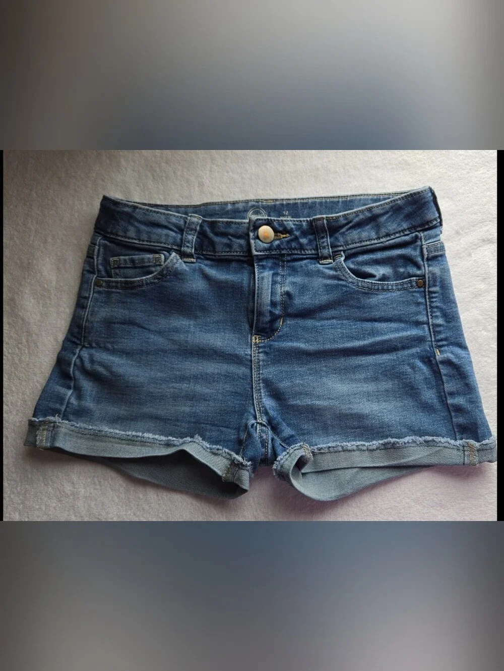 Wonder Nation Girls Denim Shorts Mid Wash Size 12 Cuffed Hem